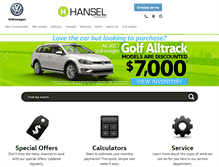 Tablet Screenshot of hanselvolkswagen.com